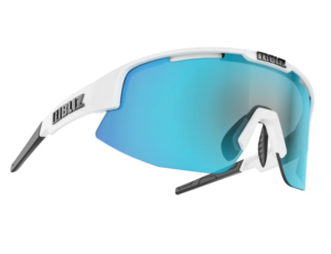 Bliz Matrix Shin Sonnenbrille in Weiß, Rauchgrau und Blau (Spiegelglas)