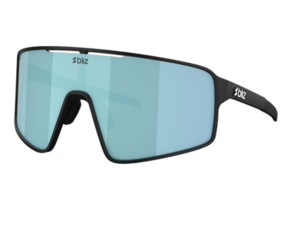 Gafas de sol Bliz P001: negro mate y gris ahumado con efecto multicolor azul glaciar